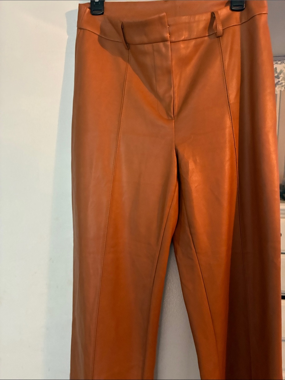 7 For All Mankind Wide-Leg Faux Leather Pants - Camel Colored Washable  M